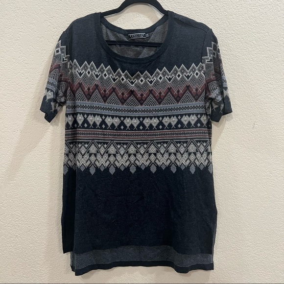 Peruvian Connection Women Fair Isle Sweater Top Gray Pima Cotton Aztec Sz M EUC - Picture 1 of 8